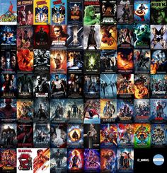 many movie posters are shown together in this collage, including the characters from various movies