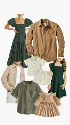 several different types of clothes are shown in this image, including shirts and dresses with sleeves