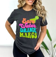 Save water drink margs shirt. UNISEX SHIRT 100% Cotton Relaxed fit Order a size up for a more baggy feel. Tequila Humor, Tequila Margarita, Bar Shirt, Save Water Drink, Water Drink, Drinking Shirts, Save Water, Drinking Water, Tequila