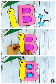 the letter b is made out of paper and has a snail on it