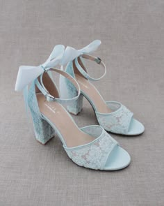 Light Blue Crochet Lace Block Heel Sandals With SATIN BACK BOW Women Wedding Shoes, Bridesmaids Shoes, Bridal Shoes, Bridal Heels - Etsy Open Toe Bridesmaid Wedding Shoes With Bow, Bridesmaid Open Toe Wedding Shoes With Bow, Open Toe Sandals With Satin Bow For Wedding, Summer Lace Heels With Block Heel, Summer Lace Block Heel Heels, Wedding Sandals With Bow And Open Heel, High Heel Sandals With Satin Bow For Wedding, Open Toe Heels With Satin Bow For Bridesmaids, Wedding Sandals With Satin Bow And Open Heel