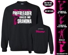 My Favorite Cheerleader Calls Me Grandma Cheer Grandma Sweatshirt Cheer Grandma Shirts, Cotton Graphic Print Sweatshirt For Cheerleading, Cheer Grandma, Name Print Crew Neck T-shirt For Cheerleading, Cheerleading T-shirt With Glitter Print Crew Neck, Cheerleading Crew Neck T-shirt With Sublimation Print, Cheerleading Tshirts, Aunt Sweatshirt, Trucker Shirts