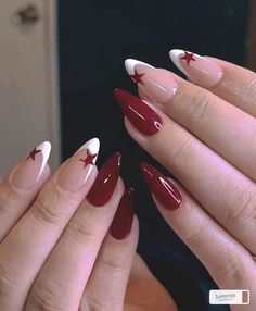 February Nails Ideas Coffin Shape, Cool Nail Patterns, Simple Baddie Nails Almond, Dark Red Nails Valentines, Nail Inspo Rockstar Gf, Burgundy Checkered Nails, Nails Acrylic Designs Red, Marvel Nails Simple, Dark Red Heart Nails