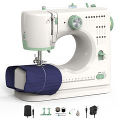 the sewing machine is being used to sew on clothes and other items that have been placed in front of it