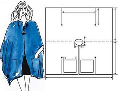 a drawing of a woman wearing a blue cape