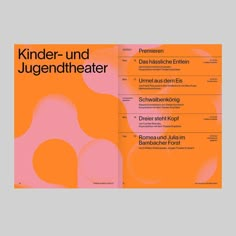 an orange and pink poster with the words kinder - und jugenheaterr