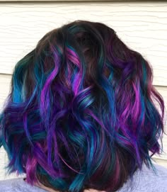 Pink, purple, and teal balayage highlights. Hair and makeup by jaidyn perkins. Joico intensity hair color. Teal Balayage, Peacock Hair Color, Blue Motivation, Midnight Hair, Blue Hairstyles, Peacock Hair, Galaxy Hair, Lilac Hair