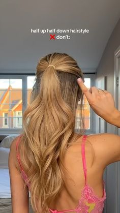 Hacks to add more volume to your half up hairstyle  #hairstylehacks #thinhair #halfuphairstyle Half Up Half Down Ponytail Straight Hair, Half Up Half Down For Straight Hair, Half Up Half Done Hairstyles, Volume Half Up Half Down, High Half Up Ponytail, Half Up Half Down Volume, High Half Up Half Down Hair, Pulled Back Hairstyle, Alt Haircuts