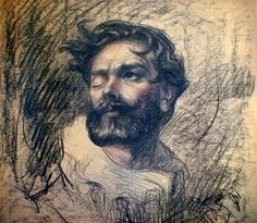 a drawing of a man with a beard