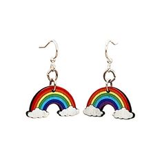 Full Rainbow Earrings #T051 Full Rainbow, Wood Images, Green Tree, Rainbow Earrings, Pride Gifts, Earring Tree, Jewelry Tree, Laser Cut Wood, Earring Sale