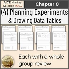 a poster with text that reads 4 planning experiments and drawing data tables each with a whole group