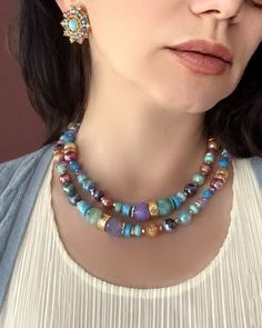 Mystic Multi Color Agate  Round and Nugget Long Single Strand Necklace Chunky Beads, Couture Jewelry, Signature Jewelry, Chain Extenders, Agate Jewelry, Ball Pendant, Fall Jewelry, Beading Ideas, Short Necklace