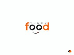 an orange and black logo with the words'yummy food'written in it