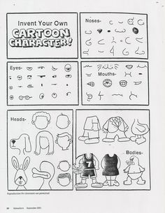 the instructions for how to make cartoon characters