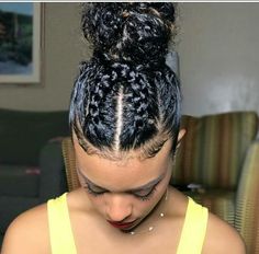 Gorgeous Darling, Just Gorgeous!!!! Colorful Box Braids, Puff Hairstyles, Afro Puff Hairstyles, Styles Natural Hair, Hair Styles Natural, Easy Braided Hairstyles, Colorful Box, Top Bun, Hair Puff