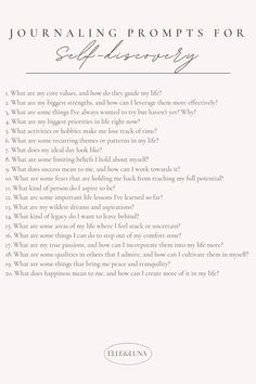 Embark on a journey of self-discovery with these thought-provoking journaling prompts. Uncover your passions, fears, and aspirations as you delve deep into your inner thoughts and feelings. These prompts are designed to spark introspection and help you gain a deeper understanding of yourself. Embrace the opportunity to explore your inner world and unlock new insights about who you are and what you truly desire. Begin your journey of self-discovery today.  Follow for more daily inspiration on becoming your best self ☁️🧘‍♀️💫 Patience Journal Prompts, Journey Of Self Discovery, Journal Prompts For Authenticity, Journaling Prompts For Self Discovery, Deep Journal Prompts, Therapy Journaling Prompts, Best Self Journal