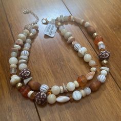 Questions? Leave A Comment Below! Cheap Wooden Beads Necklaces For Women, Necklaces For Autumn, Affordable Wooden Beaded Necklaces For Gifts, Earth Tones Jewelry, Brown And White Necklace, Dyt Type 3 Jewelry, Thankful Necklace, Free People Jewelry, Wood Necklace