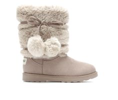 For cute and cozy winter style, give her the Makalu Cozy Land faux fur boot. She'll be the cutest little snow angel with these slip on boots featuring plush faux fur shaft, sweet bow and pom-pom accents, and an easy on and off design. Soft microfiber upper, Cute pom pom accents,7 1/2 inch shaft height, Textured outsole for traction, Plush faux fur covered shaft, Full-length zipper at the instep for easy on wear, Cozy faux fur lining, Cushioned footbed | Girls' Makalu Little Kid & Big Kid Cozy La Cozy Winter Style, Stylish Winter Boots, Fluffy Boots, Cozy Winter Fashion, Fuzzy Boots, Warm Winter Boots, Girls Snow Boots, Snow Angel, Insulated Boots