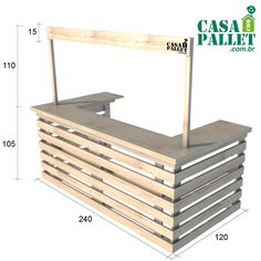 a wooden pallet is shown with measurements for the top and bottom section, as well as