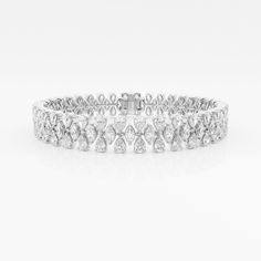 Badgley Mischka 9 1/4 ctw Pear and Marquise Lab Grown Diamond Alternating Fashion Bracelet - 7 Inches 14K White Gold FG, VS2+ Luxury Marquise Cubic Zirconia Tennis Bracelet, Luxury Silver Marquise Diamond Bracelet, Luxury Marquise Diamond Bracelet With Brilliant Cut, Luxury Marquise Brilliant Cut Diamond Bracelet, Luxury Marquise Diamond Bracelet For Anniversary, White Platinum Diamond Bracelet For Formal Occasions, Formal White Platinum Diamond Bracelet, Luxury Marquise Brilliant Cut Tennis Bracelet, Luxury Marquise Diamond Tennis Bracelet