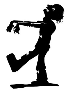 the silhouette of a zombie is shown in this black and white photo, with text that reads