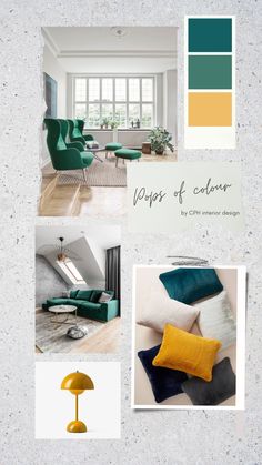 the interior design process is shown with different colors