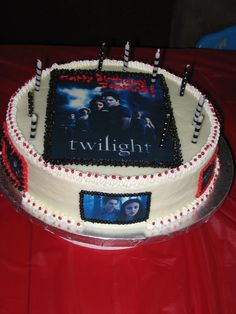 a birthday cake with the twilight saga on it