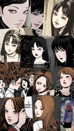 Colagem de fotos coloridas do mangá de Junji Ito. As fotos não são de minha autoria. Ito Junji, Miles Spiderman, Girls Wallpaper, Japanese Horror, Anime Version, Anime Backgrounds Wallpapers, Cute Simple Wallpapers, Anime Akatsuki