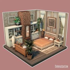 a doll house bedroom with furniture and decor