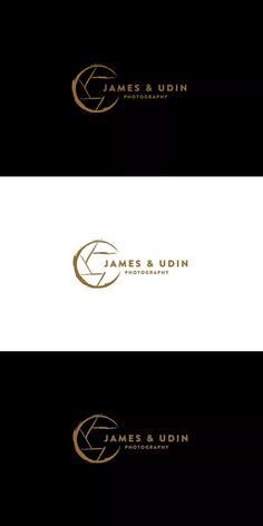 the logo for james & udin photography is shown in gold and black colors on white paper