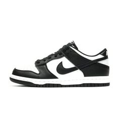 Grade School Nike Dunk Low Retro "Panda" White/Black-White Size: 4. Boys Running Shoes, White Leather Shoes, Nike Model, Nike Models, Black Leather Sneakers, Casual Dress Shoes, Nike Boy, Mens Nike Air, Nike Air Max 270