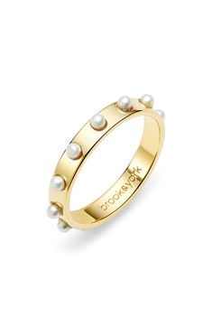 This American-made ring plated in 14-karat gold is both cool and elegant with its imitation-pearl studs all around. Style Name:Brook And York Holly Imitation Pearl Ring. Style Number: 6247863. Jewelry Wishlist, Gold Pearl Ring, Beautiful Accessories, Funky Jewelry, Stacked Jewelry, Ring Style, Food Obsession, Dream Jewelry, Pearl Size