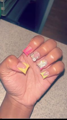 Cute Short Nails, Cute Acrylic Nail Designs, Short Square Acrylic Nails, Acrylic Nails Coffin Short, Acrylic Nails Coffin