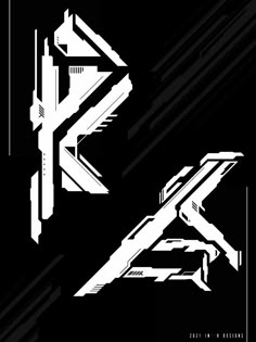 the letter k is made up of lines and letters that appear to have been distorted