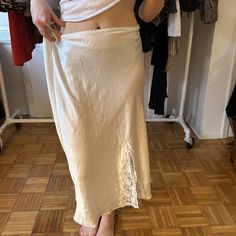 Vintage cream slip skirt with lace detailing, fits a size L perfectly or take it in for a size M or S! Perfect winter layering piece #slipskirt #slip #vintageslip #vintage #cuntified Cream Slip Skirt, Skirt With Lace, Vintage Slips, Winter Layering, Slip Skirt, Layering Pieces, Women's Skirt, Layering, Womens Skirt