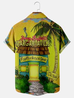 Introducing the Margaritaville Summer Tiki Bar Revelry Holiday Hawaiian Shirt, the ultimate embodiment of tropical paradise and laid-back island vibes. Get ready to transport yourself to a sun-soaked beach with every wear, as this shirt brings the essence of Margaritaville right to your wardrobe. Designed with meticulous attention to detail, this Hawaiian shirt showcases vibrant and captivating prints that capture the spirit of summer. The eye-catching motifs of swaying palm trees, colorful hibi Multicolor Tops For Surfing, Beach Season, Fun Summer Hawaiian Shirt With Short Sleeves, Multicolor Tops For Surfing Beach Season, Yellow Hawaiian Top With Graphic Print, Fun Short Sleeve Hawaiian Shirt For Summer, Yellow Printed Beach Shirt, Casual Multicolor Tops For Surfing, Fun Yellow Summer Shirt, Beach Season Beachwear Top With Camp Collar