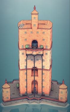 an illustration of a castle with two towers