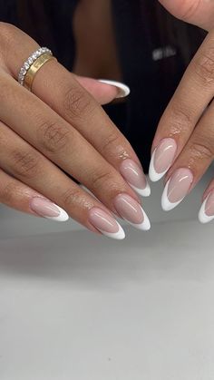 Acrylic Nail Almond Shape, French In Almond Nails, Nails Acrylic French Almond, French Tips Nails Almond Shape, French Nails Acrylic Almond Shape, Almonds Nails French Tip, Almond With French Tip, Almonds French Tip Nails, Nails French Almond Shape