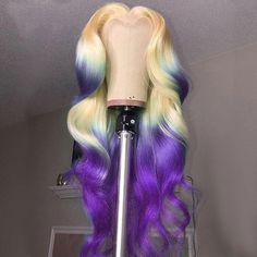 Ace Birthday, Baby Blonde Hair, Ombre Lace Front, Ombre Lace, Blue Wig, Multicolored Hair, Head Pieces, Ombre Wigs