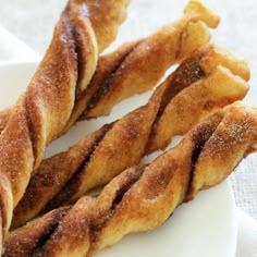 cinnamon crescent twists on a white plate