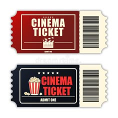 two movie tickets with the text cinema ticket