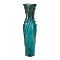 Cyan Design Tall Peacock Feather Vase 02921 Feather Vase, Tall Vase Decor, Cyan Lighting, Glass Floor Vase, Colored Glass Vases, Contemporary Vases, Vases For Sale, Tall Vase, Glass Floor