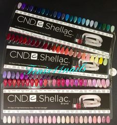 CND SHELLAC Salon NAIL TIP COLOR CHART PALETTE 3pc Set + Chain 136 Colors Ltd Ed Cnd Shellac Colors Winter, Cnd Shellac Colors, Shellac Nail Colors, Cnd Shellac Nails, Colored Nail Tips, Shellac Colors, Cnd Vinylux, Nail Tip, Cnd Shellac