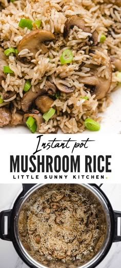 instant pot mushroom rice with green onions and mushrooms in it