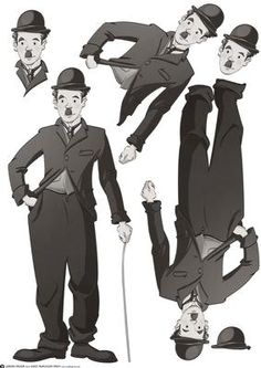 three different poses of a man in top hats, tails and tails with canes