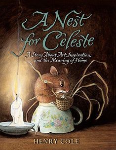 a book cover with an image of a mouse sitting on top of a teacup