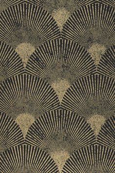 an art deco fan pattern in black and gold