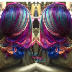 Rainbow Hair<3 Instagram-@CryistalChaos #haircolor #mermaidhair #virginiabeach #hamptonroads #pastelhair Ombre Underlights, Rock Your Locks, Funky Hair Colors, Underlights Hair, Hair Today Gone Tomorrow