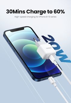 an advertisement for the new iphone charger and power strip, with text reading 30 mins charge to 60 %