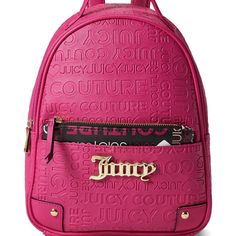 New With Tags Hot Pink Juicy Couture Small-Mink Backpack With Bonus Pouch -Pouch Fits Neatly In The Front Pocket Of The Purse Bag Is A Beautiful Bright Fuchsia Color With Gold Hard Wear.The Print Is Embedded In The Bag And Says Juicy Couture All Around It. Has Inside Zippered Pocket. Retails For $100 Plus Tax Such A Throwback Bag Reminds Me Of The Late Nineties And Early 2000s Makes A Great Gift Ships Same Or Next Day From Boston. Juicy Couture Mini Backpack Bookbag Handbag Purse Nineties 2000s Juicy Couture Backpack Pink, Pink Juicy Couture Bag, Big Juicy Couture Bag, Hot Pink Juicy Couture, Pink Juicy Couture, Old Juicy Couture Bags, Juicy Couture Purse Pink, Raspberry Tart, Mini Backpack Purse